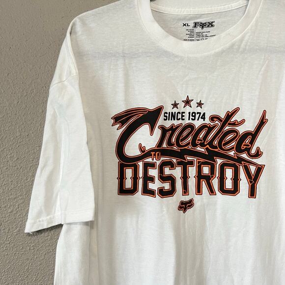 FOX Racing Created To Destroy White Short Sleeve Graphic T Shirt Mens XL - Picture 2 of 5